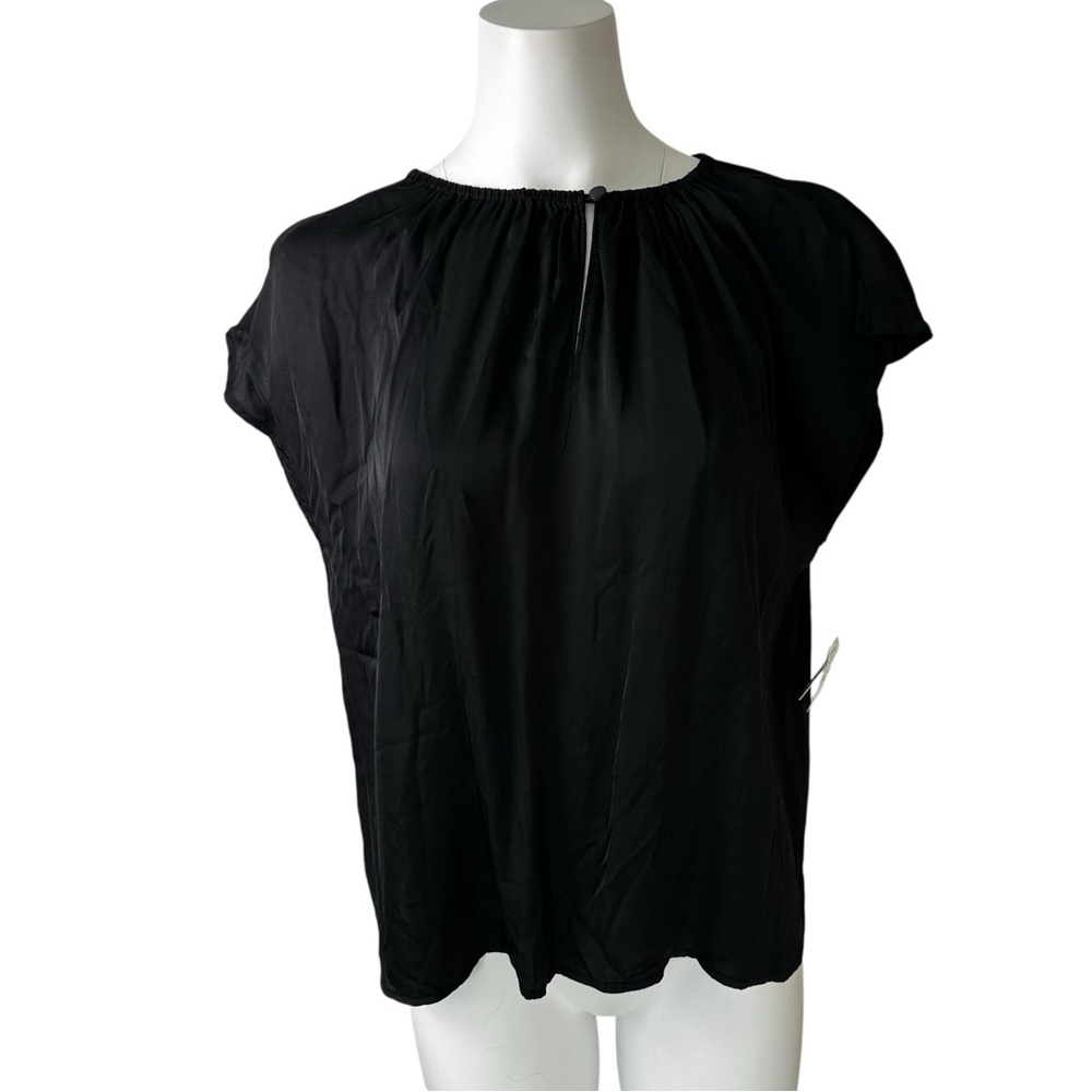 NWT VELVET by GRAHAM & SPENCER Odette Satin Blouse M Black - Picture 2 of 8